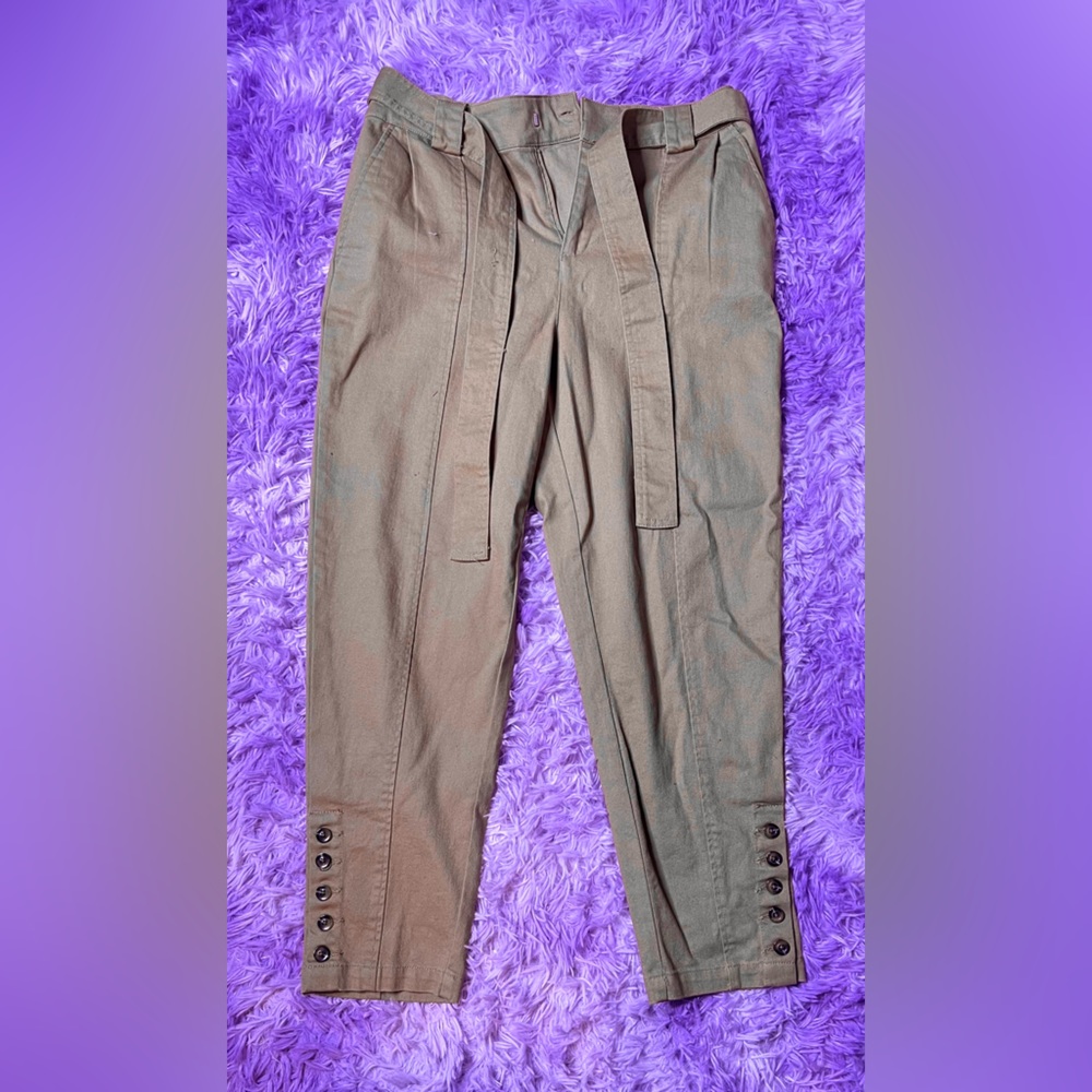 Tan pants with tie belt